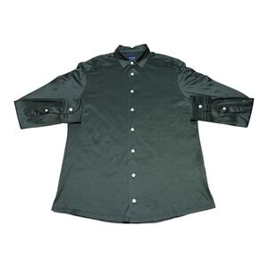 Eton Contemporary Long Sleeve Button Down Jersey Cotton Green Men S